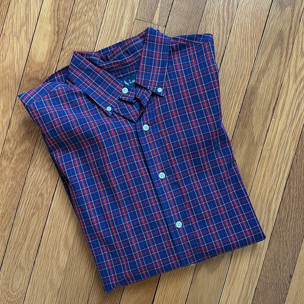 Men’s Red and Blue Polo Ralph Lauren Medium Dress Shity